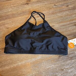 Black Halter Neck Crop Bikini Top UPF 50+ Swimwear Size XL‎